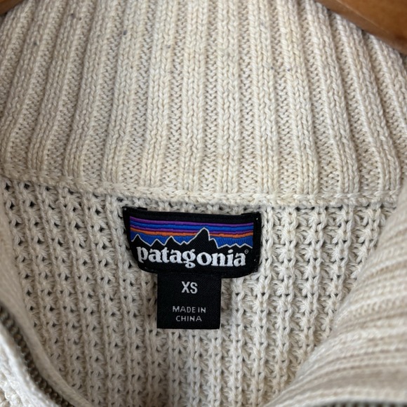 Patagonia Ponderosa Pine Sweater Womens XS Cream  1/4 Zip Waffle Knit Outdoor - Picture 3 of 8